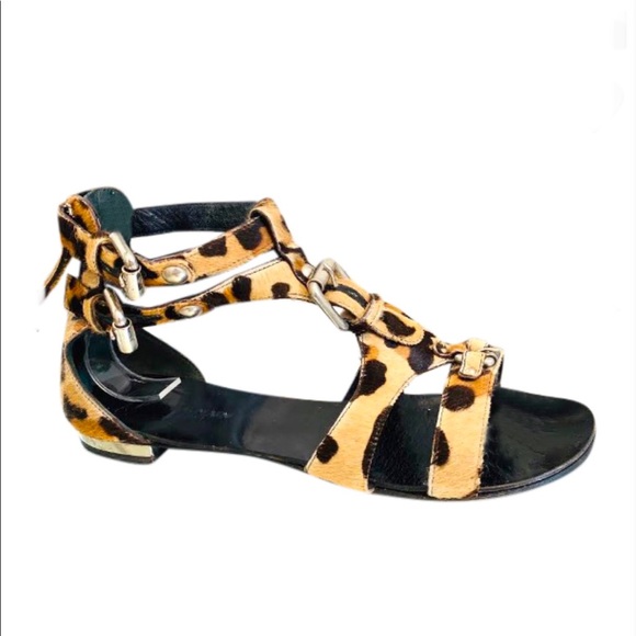 * Giuseppe X Balmain Calf Hair Leopard Sandals in size Women’s 36 * - Picture 2 of 14